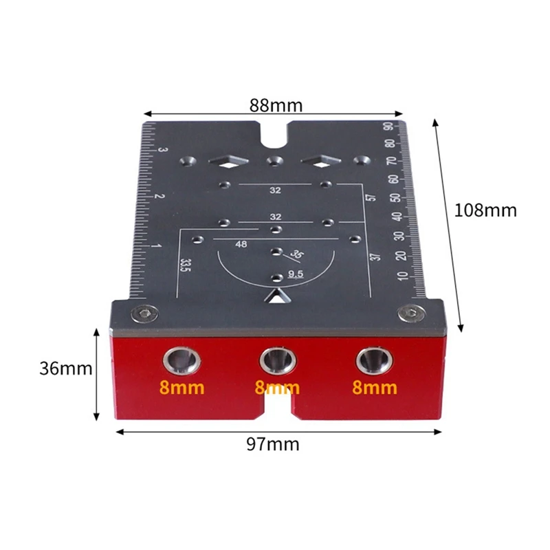 35Mm Hinge Punching Locator Hinge Boring Jig With Inch Metric Scale Multi-Function Woodworking Drilling Locator Easy Install