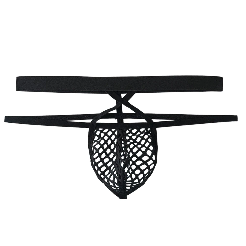 

Mens Fishnet Thong Underwear Breathable Mesh Pouch Double Waistband Low Rise Stretchy Intimate Lingerie For Night Party
