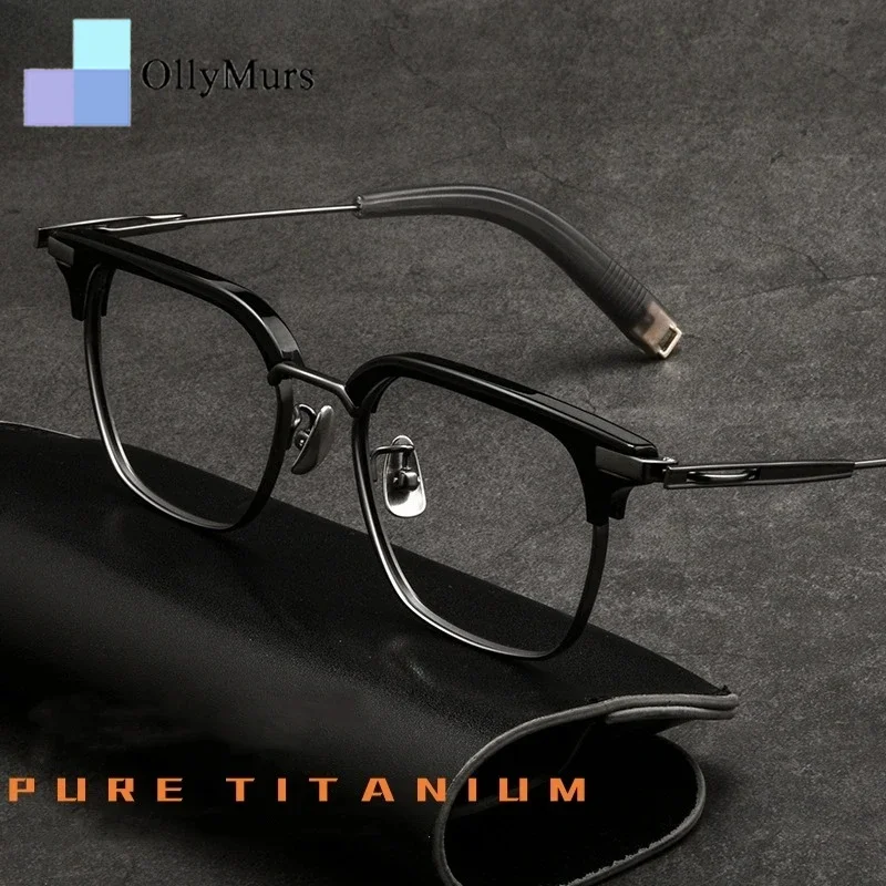 

Очки OLLYMURS: Новая модная квадратная оправа из ацетата и чистого титана, деловой ретро-стиль, для зрения, мужские, 2083T