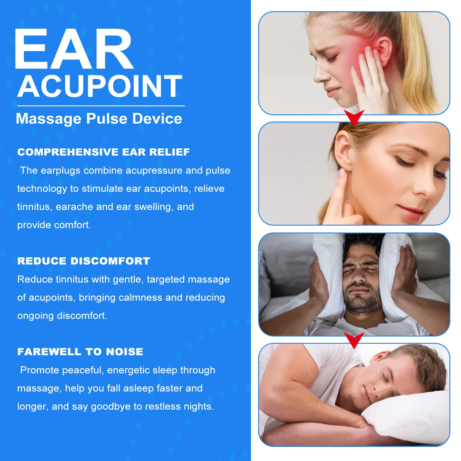 Tinnitus Relief Stopper Treatment Deafness Earache Itching Improve Listening Clean Ear Canal Blockage Ear Acupoint Massage Care