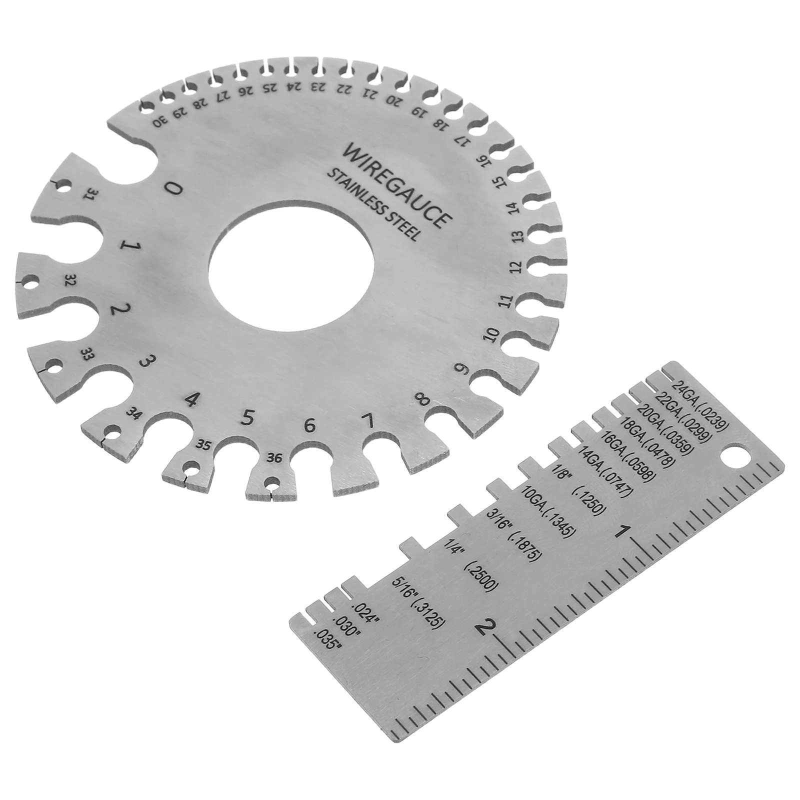 

2Pcs Welding Inspection Gauge Set with Dual Scale Stainless Steel Wire Metal Thickness Measuring Tool for Industrial and