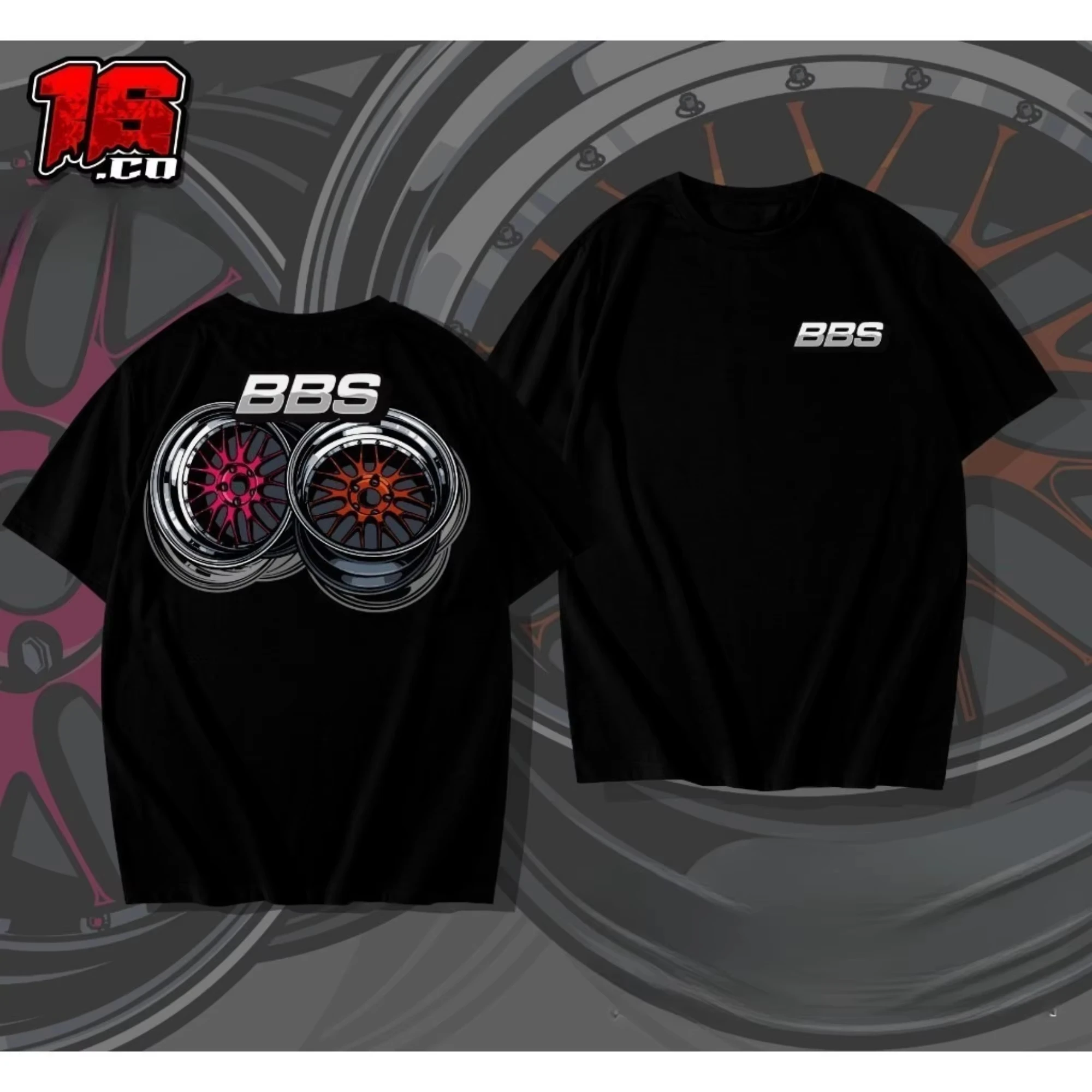 

Motorcycle 2025 new car wheel printing T-shirt casual pure cotton round neck breathable loose short-sleeved T-shir