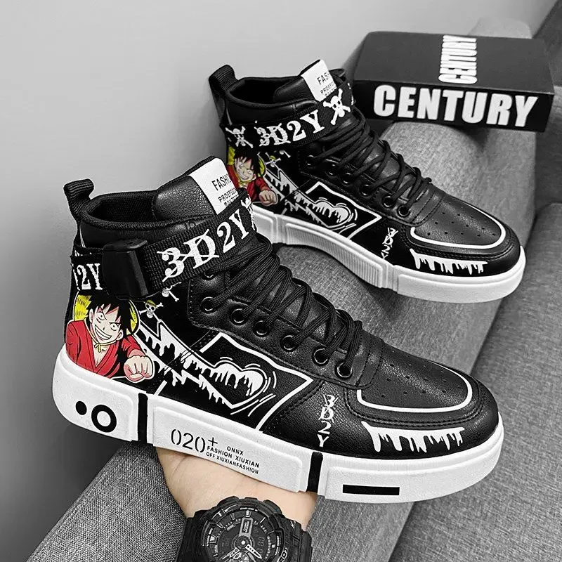 Neue One Piece Anime coole Cartoon High-Top-Sneaker fünfte Geschwindigkeit Nika Ruffy personalisierte Student kreative lässige Sneakers Geschenk