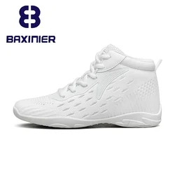 BAXINIER Girls White High Top Cheerleading Shoes Lightweight Youth Cheer Competition Sneakers Kids Training Dance Tennis Shoes