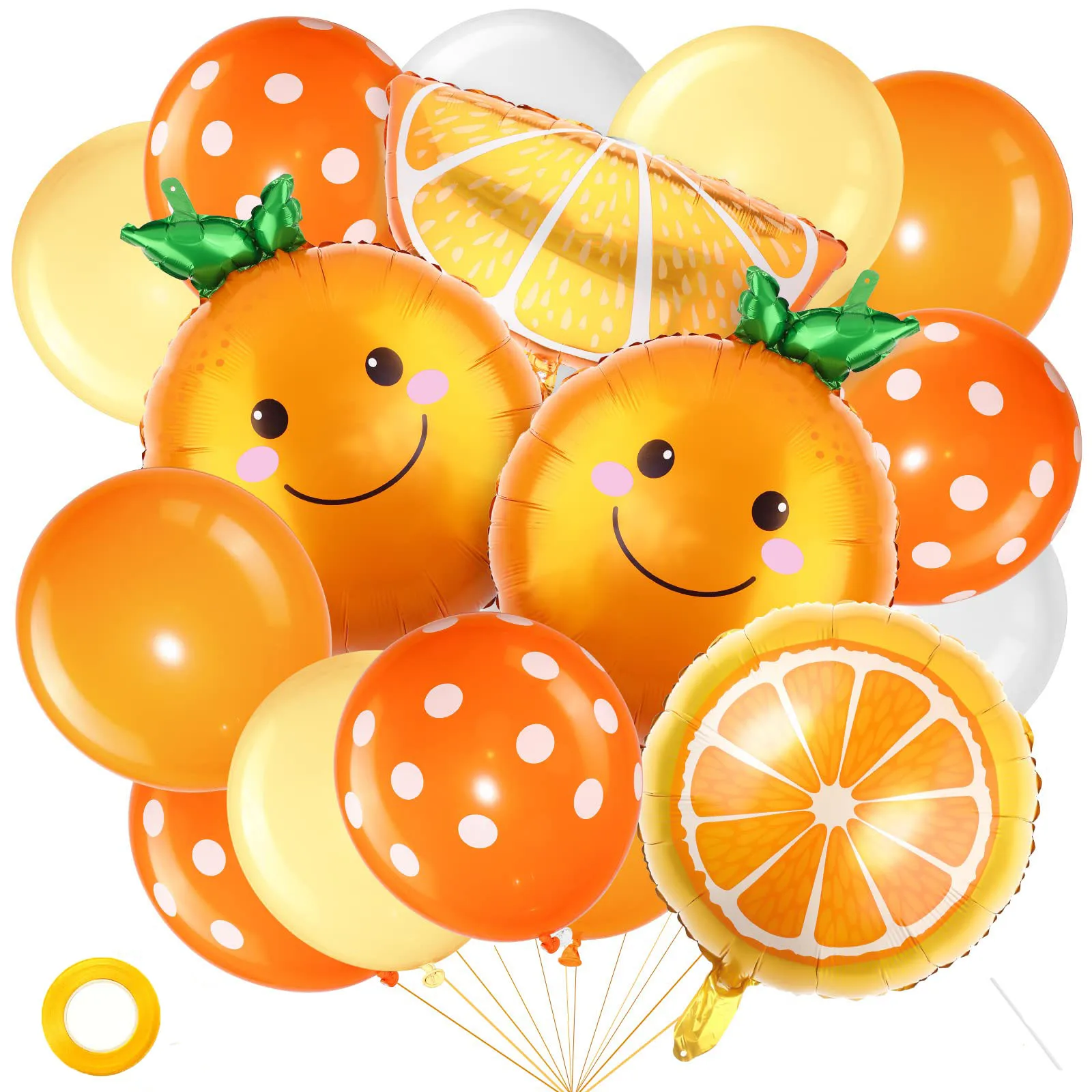 

36 шт., комплект воздушных шаров с оранжевыми фруктами, оранжево-белые латексные шары с лентой, товары для украшения свадьбы, помолвки, дня рождения