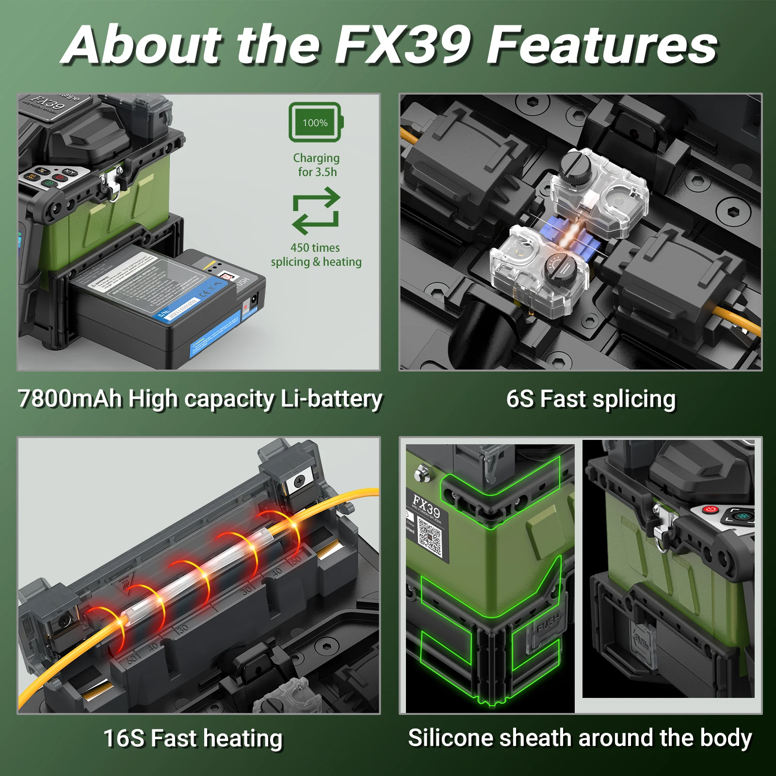 Komshine  FX39 Core Alignment Fiber Optic Fusion Splicer 6 Motor Welding Machine W/Fast Splicing &Heating Time, 3 Years Warranty