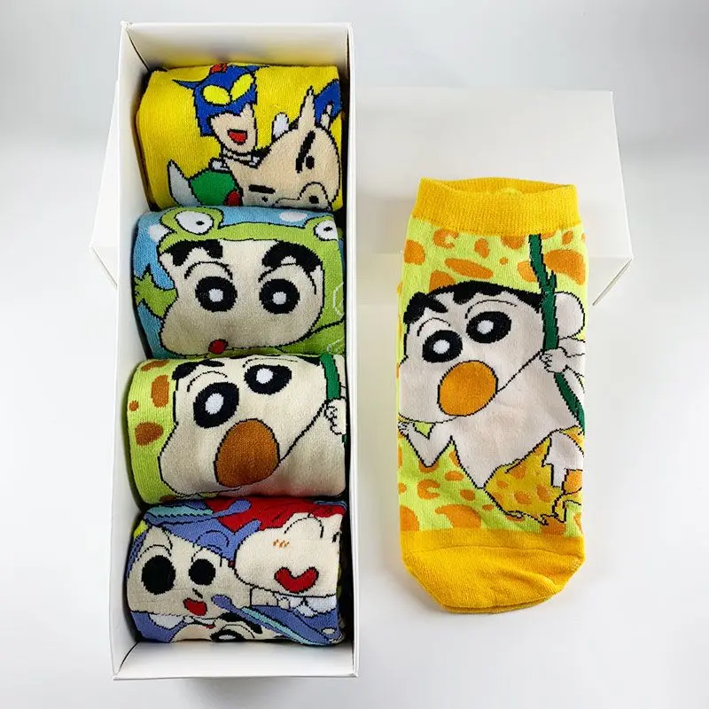 Kawaii Cute Crayon Shin-Chan Socks calzino da barca Anime Cartoon Student Motion Comfort ventilare ragazza carina regalo di compleanno per bambini