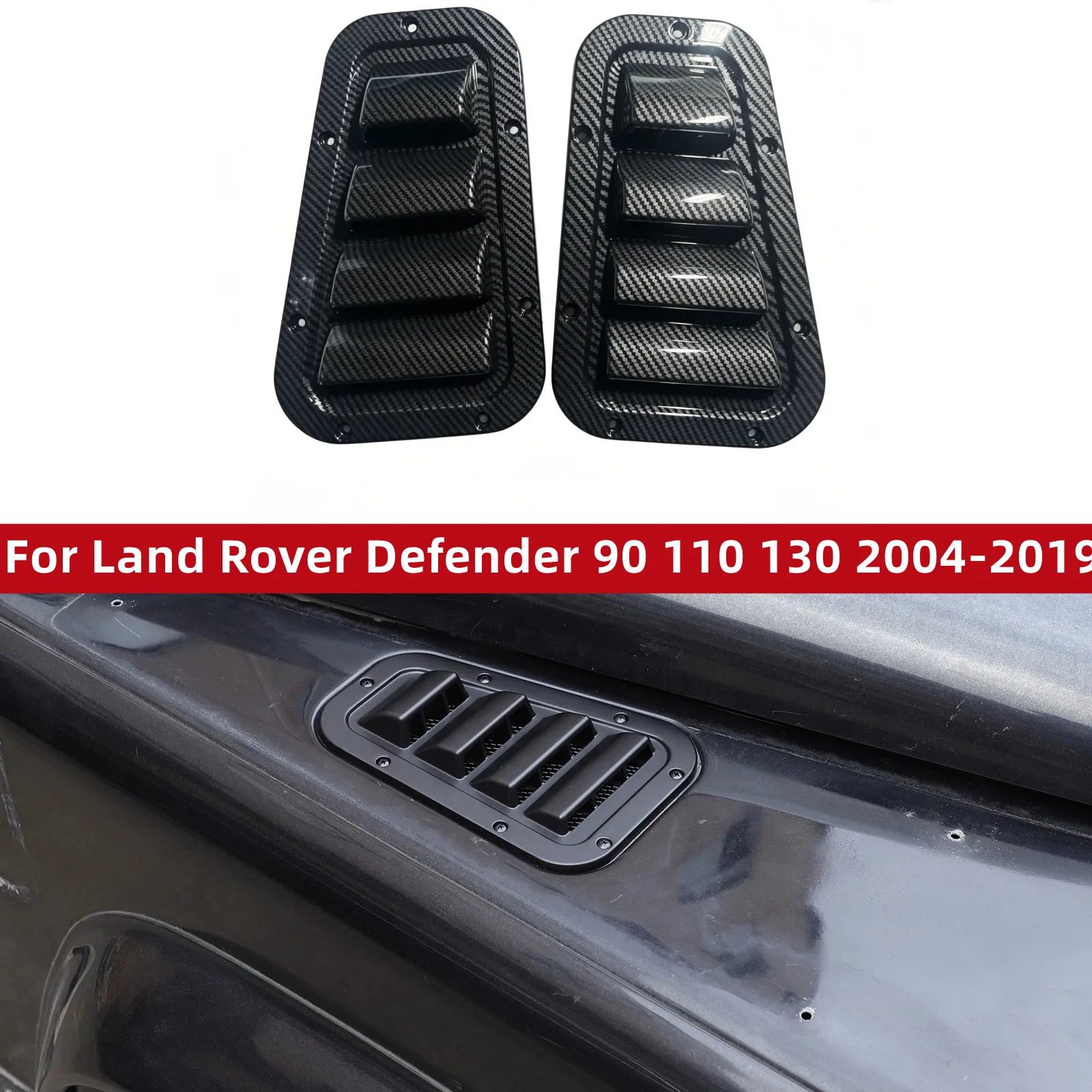 

For Land Rover Defender 90 110 130 2004-2019 Car Front Bonnet Vents Hood side trim cover air flow intake scoop vent snow cover