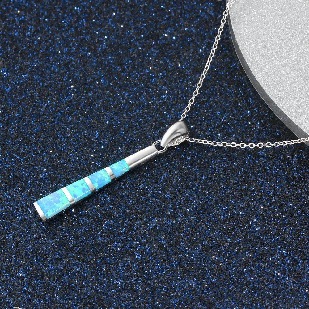 قلادة عقيق تقليد للنساء ، شكل عمود طويل ، ترصيع سلسلة زرقاء ، مجوهرات حفل زفاف ، هدايا للفتيات ، الموضة #3