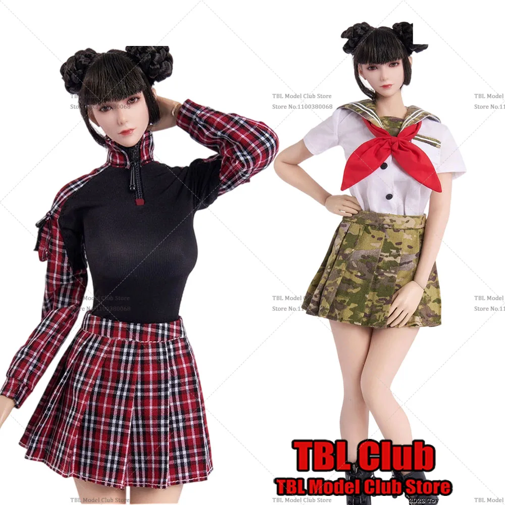 

1/6 Scale TCT-031 School Uniform Top Camo Pleated Skirt TCT-030 Red Plaid Top JK Skirt Model for 12Inch BJD OBJ Action Figure