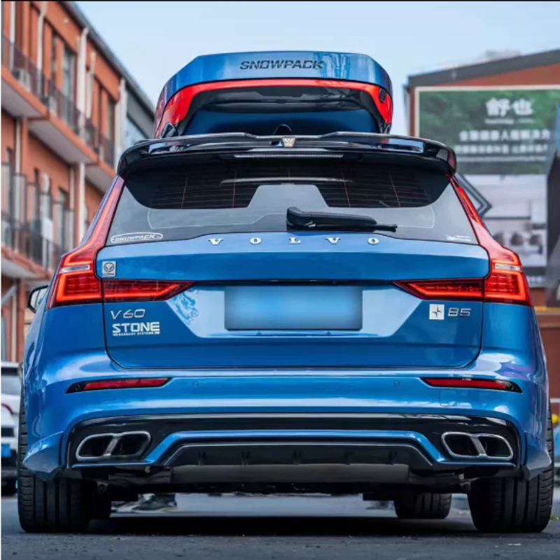 Heckstoßstangen-Diffusor-Spoiler für Volvo S60 V60 4-Türer Limousine, Heckstoßstangen-Diffusor mit Auspuffrohr, Bodykit 2020-2024