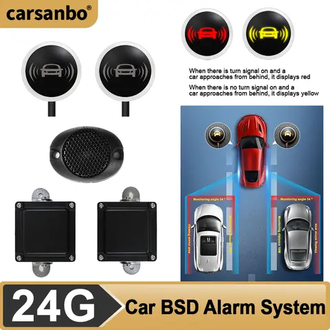 Carsanbo 24G Car BSD Blind Spot Monitoring System Dual LED Warning Lane Change Assist Parking Safety Alert