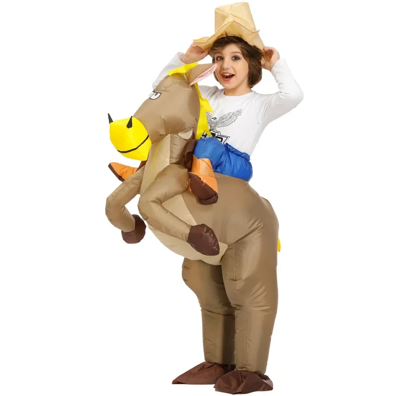 Lustige Halloween Karneval Geburtstags feier Schul spiele Kinder Cowboy Cartoon Tier spielen Spielzeug Reitpferd aufblasbaren Anzug