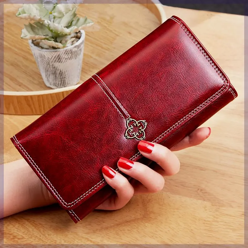 

Long New 2025 Ladies Wallet Faionable Leather Card Holder Mobile Phone Bag Wealth Attracting Yellow Handheld Coin Purse