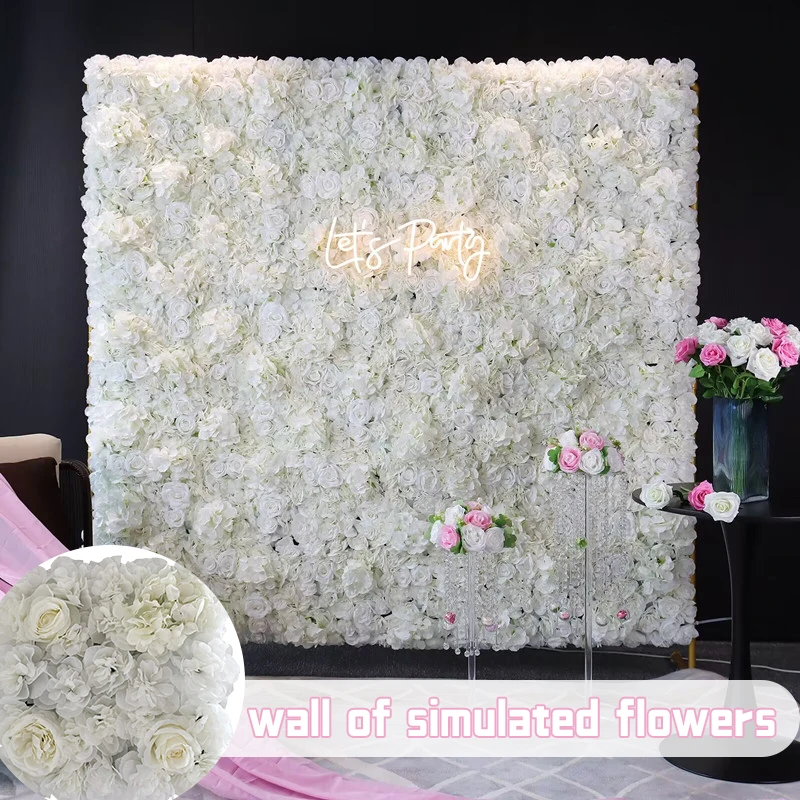 

Artificial Silk Rose Flowers 3D Backdrop Wall Wedding Decoration Faux Flower Wall Panel for Home Decor Backdrops Baby Shower