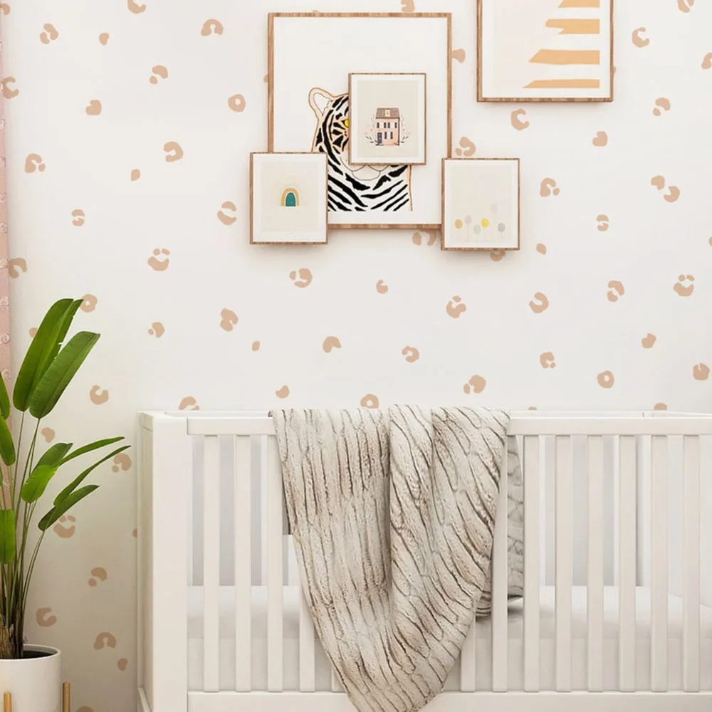 70Pcs Safari Cheetah Spot Wall Sticker Baby Nursery Kids Room Polka Dot Jungle Animal Wall Decal Playroom Bedroom Vinyl Home Dec