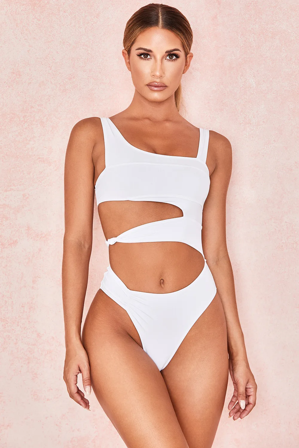 Sexy Bikini Set One Shoulder One Piece Swimsuit 2021 New Off Shoulder White Patchwork Swimwear Bodysuit Bathing Suit Black