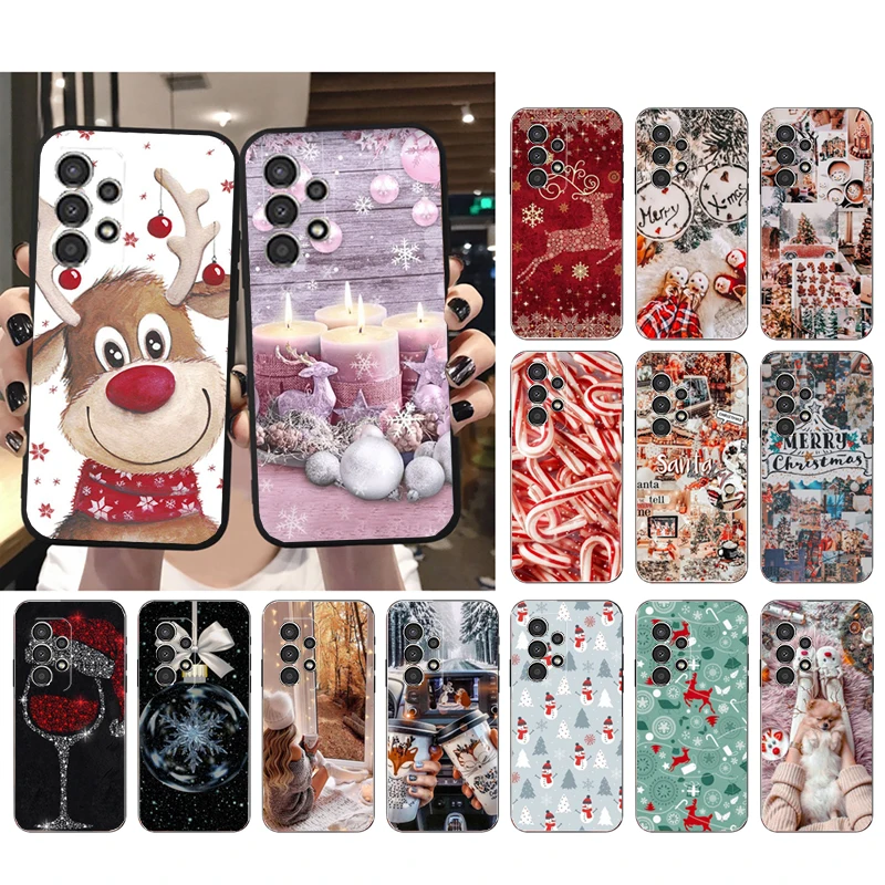 Cute Christmas Deer Phone Case For Samsung Galaxy A35 A55 A54 A15 A25 A05s A05 A22 A24 A52 A33 A34 M34 M14 M54 M23 Shell