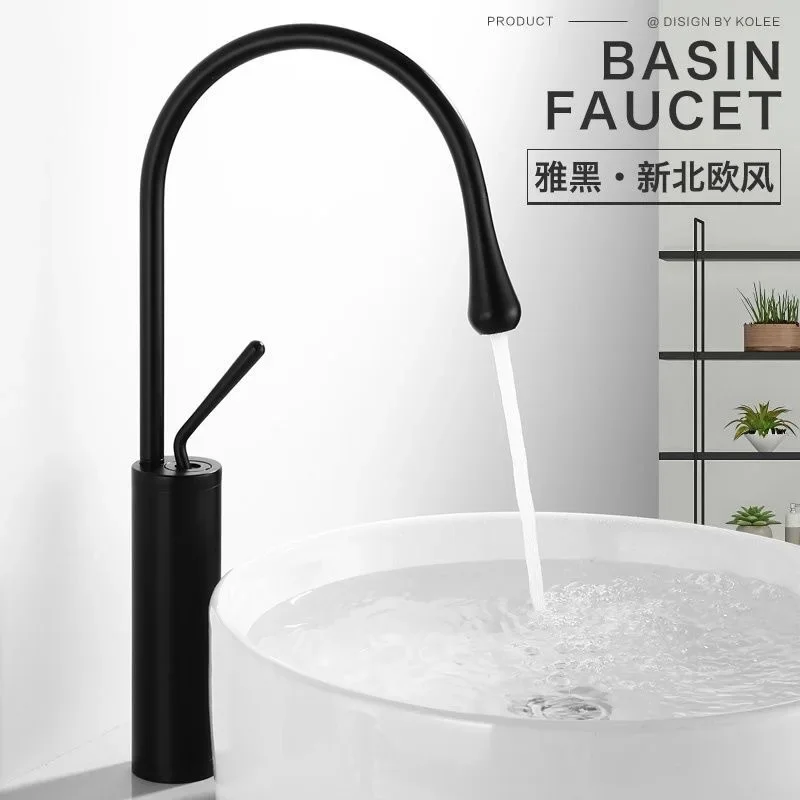 Nordic Minimalist Water Drop Black Brass Alloy Basin Faucet G1/2 G3/8 Hot Cold for Bathroom Vessel Sink Mixer
