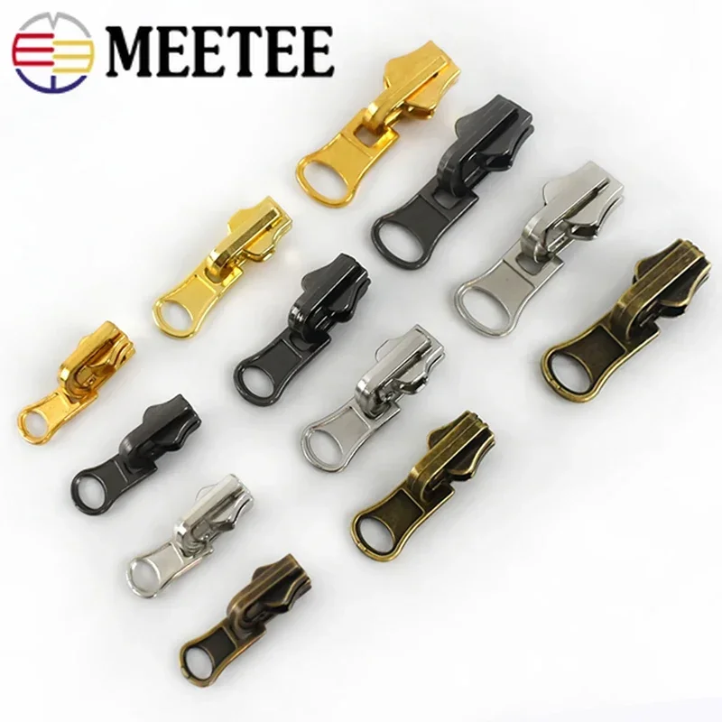 5/10Pcs 3# 5# 8# Alloy Zipper Slider Head for Metal Zippers Double-sided Rotation Zip Puller Jacket Garment Sliders Zips Repair