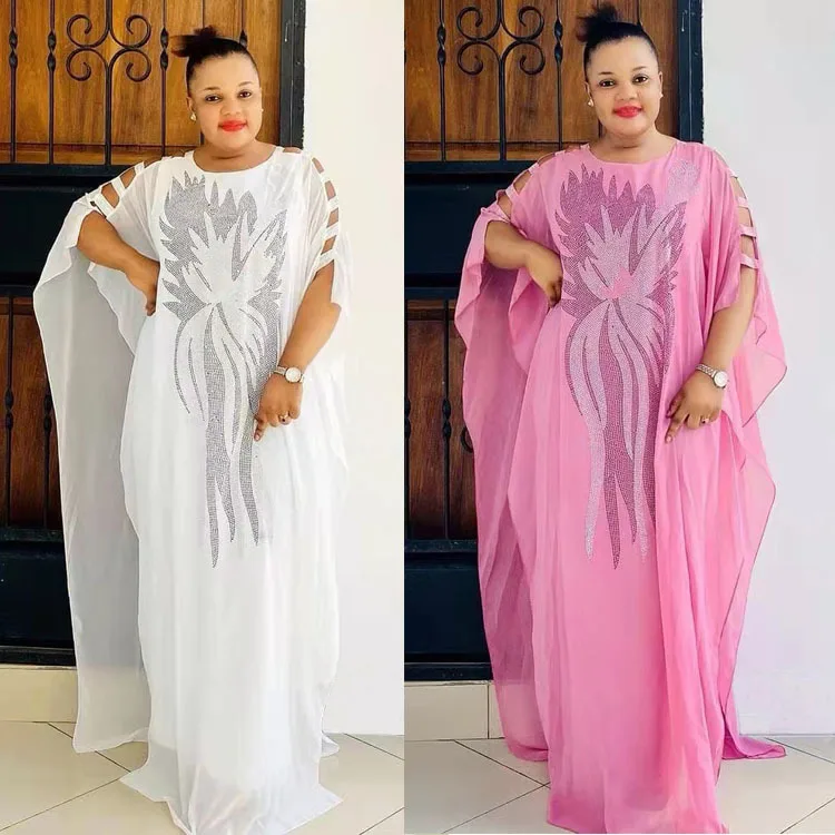 

Muslim Abayas Plus-size African Women's Dress Elegant Casual Long Dress Loose Chiffon Fake Two Dresses Chiffon Temperament Abaya