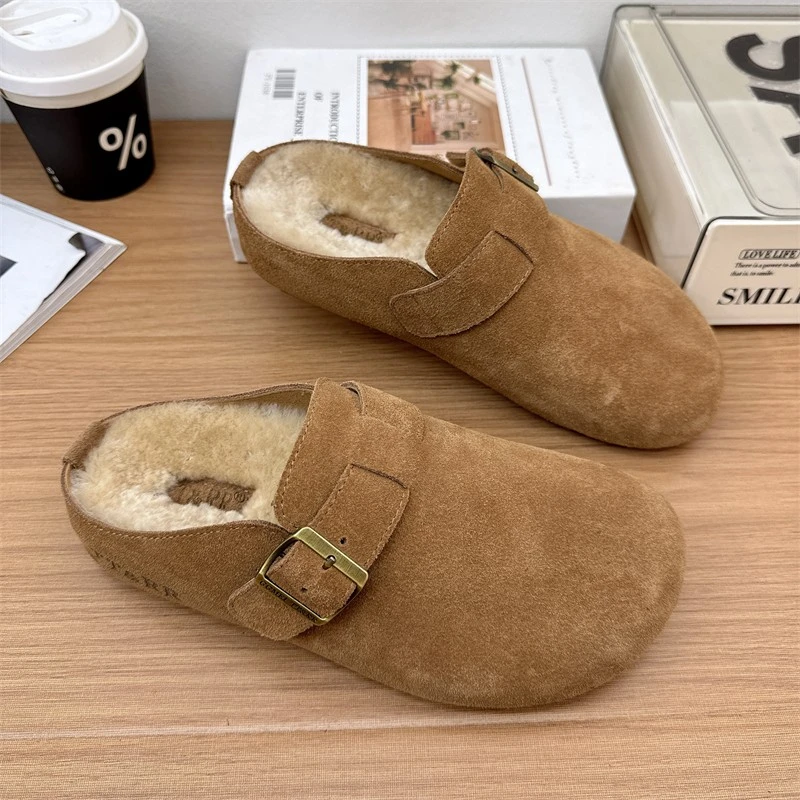 2024 Fashion Women's Suede Mules Slippers Men Clogs Cork Insole Sandals with Arch Support Outdoor Beach Slides Home Shoes