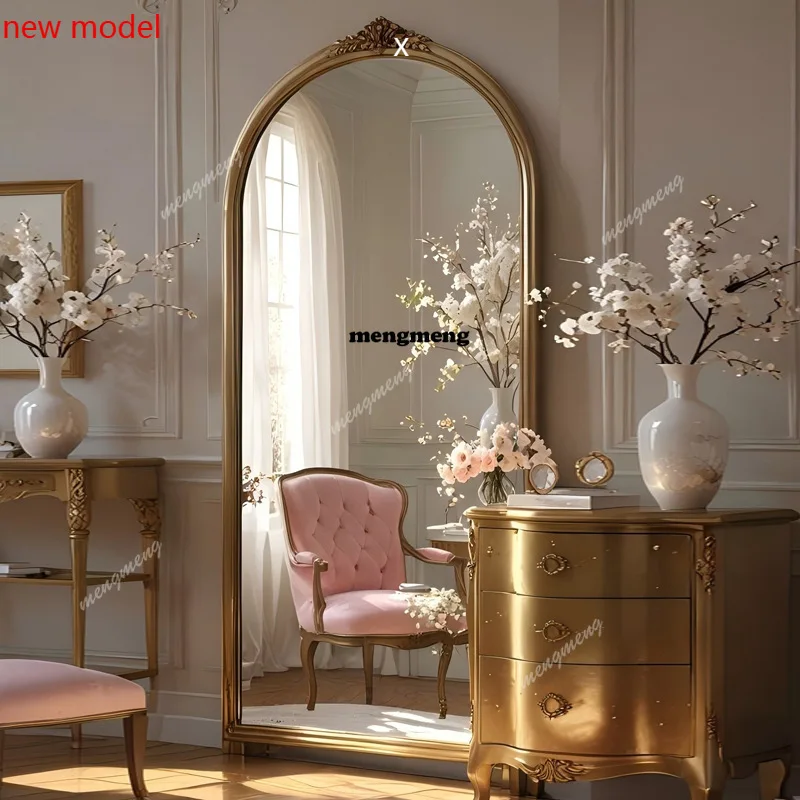 

H134 French art carved vintage floor mirror home living room entrance dressing mirror bedroom fitting mirror