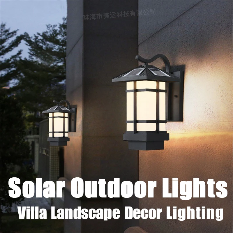 

Outdoor Solar Wall Lights New Modern LED Sconce Waterproof Patio Lighting Porch Outlook Porch Balcony Courtyard Villa Aisle Lamp