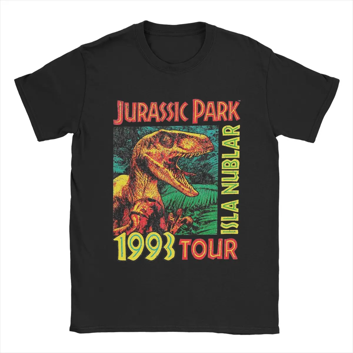 Men's T-Shirts Jurassic Park 1993 Tour Printed Novelty Solid Cotton Tees Crewneck Tops Male Short Sleeve Casual Loose T Shirt