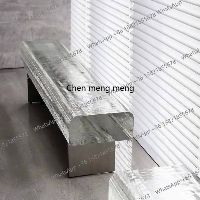 

Modern light luxury transparent crystal bench stainless steel glass decorative bench step bench
