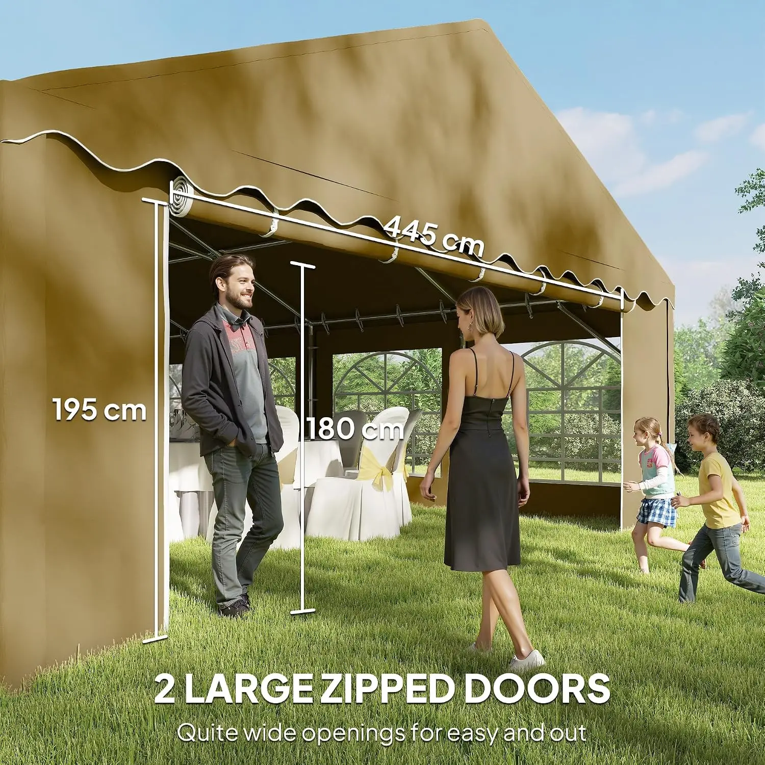 20' x 40' Heavy Duty Galvanized Party Tent with 12 Windows, Brown, Custom image 4