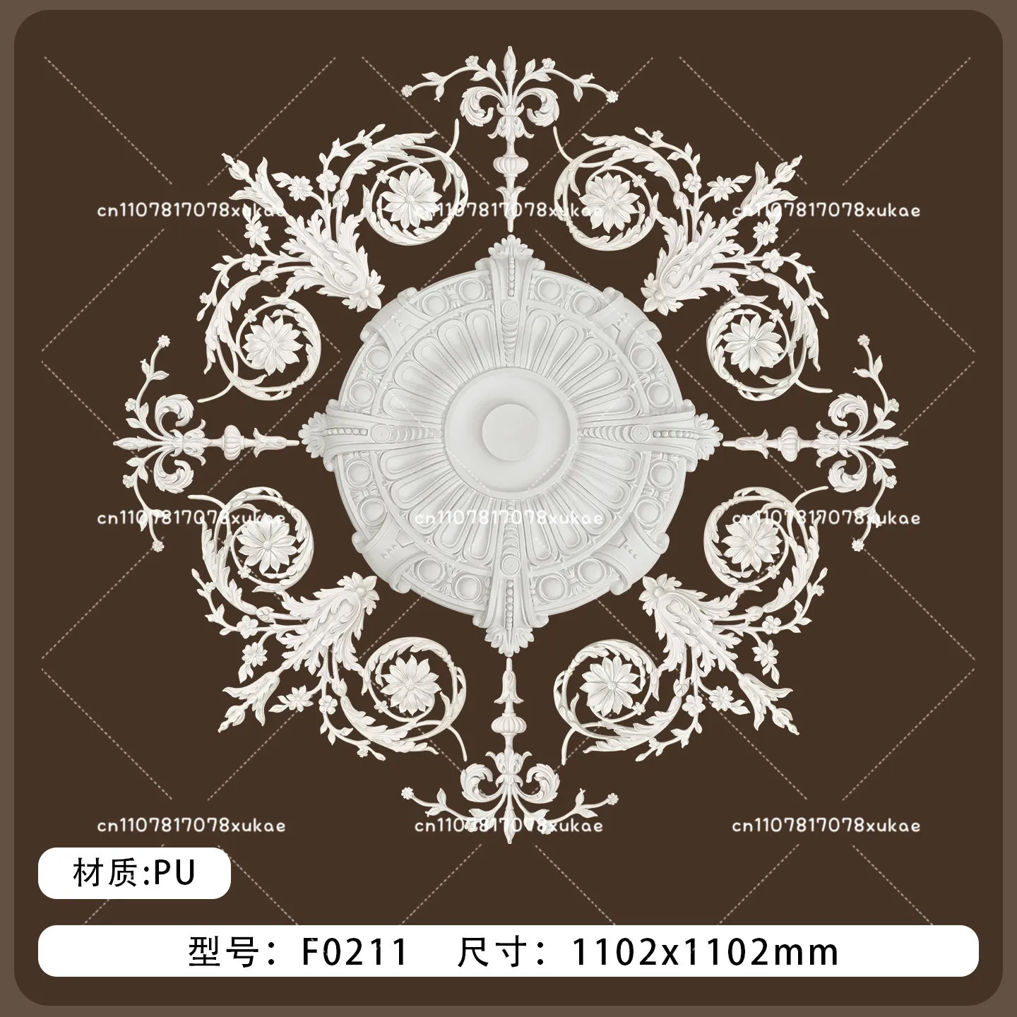 PU Light Panel French Combination Parquet PU Light Panel Living Room Ceiling Chandelier Base Imitation Gypsum Round Engraved