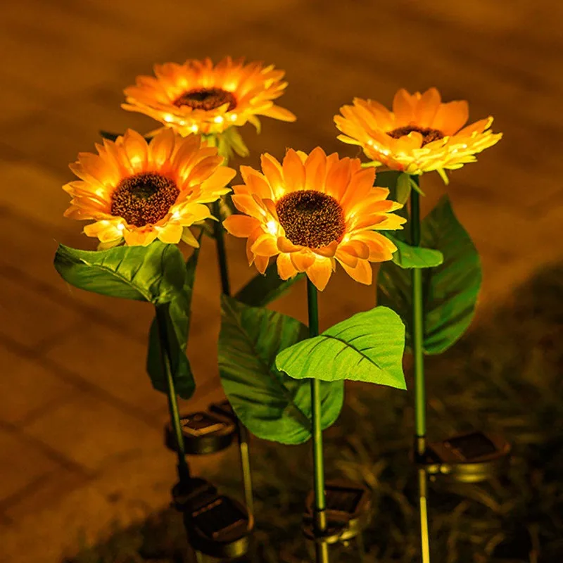 

1/3 Head LED Solar Simulation Sunflower Lights Garden Yard Lawn Night Lights Landscape Lamp Home Decoration Flower Ground Light