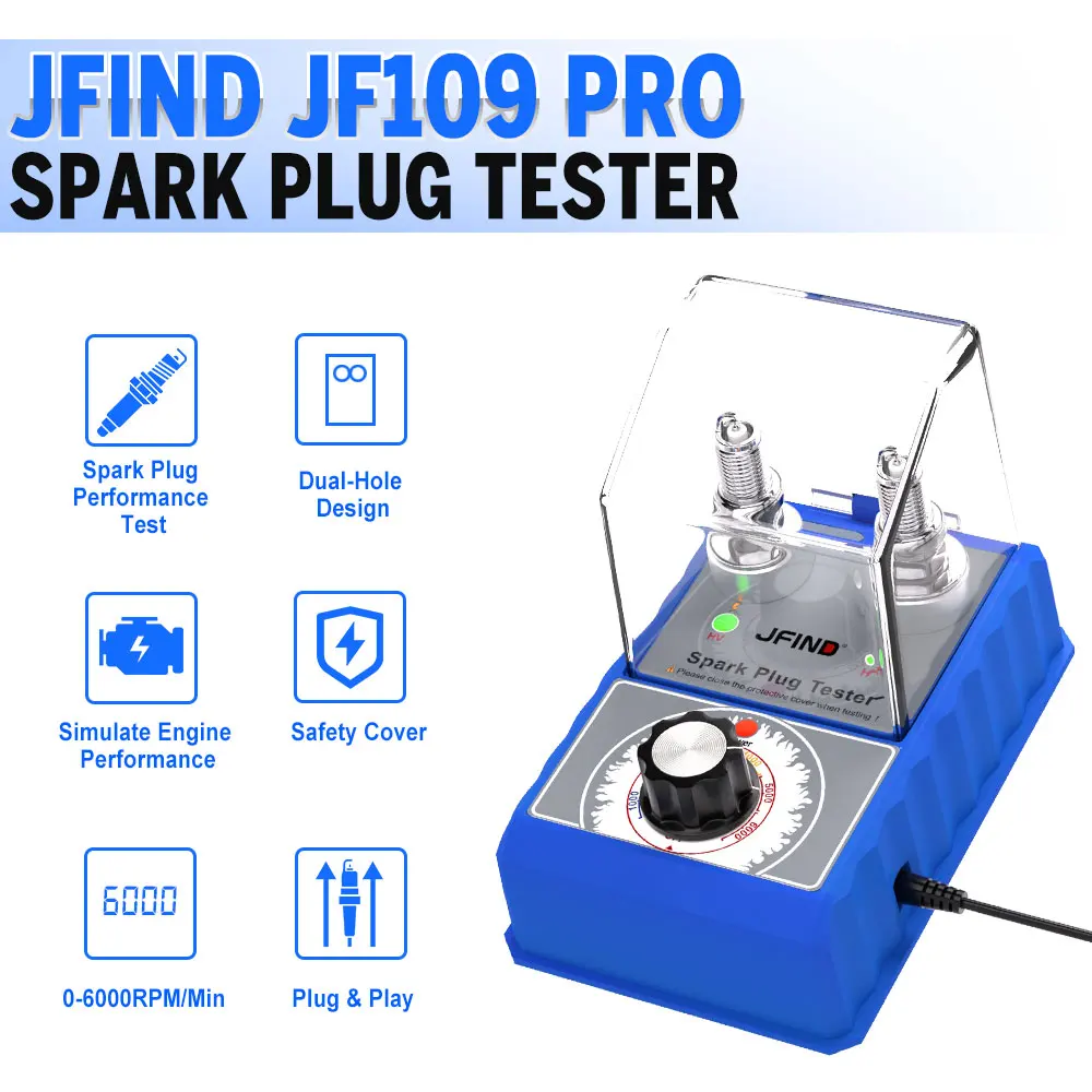 Car Spark Plug Tester 110V 220V Ignition System Tester Double Hole Spark Plug Analyzer Automoivo Scanner 0-6000rpm Detector Tool