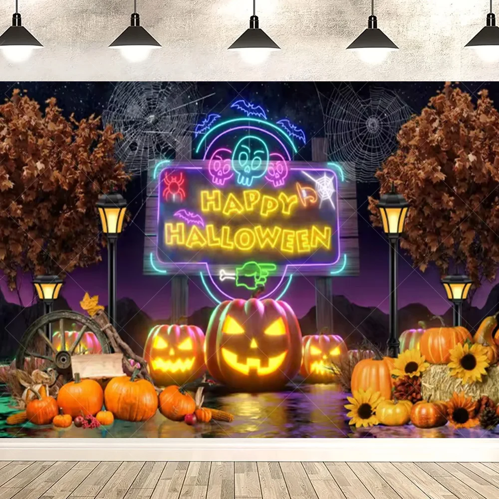 

Halloween Party Backdrops Banner Pumpkin Ghost Ancient Castle Skeleton Man Flying Witch Ghost Photography Background Supplies