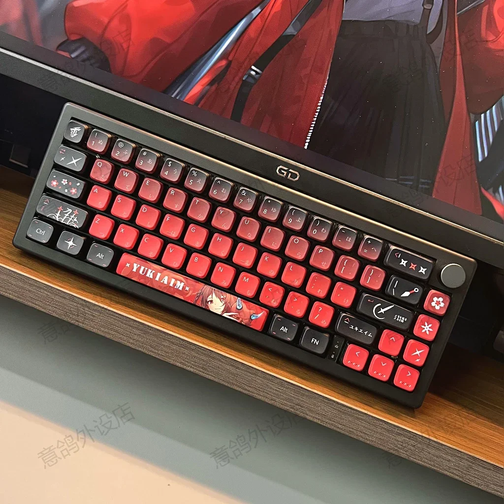 Keycap Jepang terang empat sisi PBT sublimasi lima sisi mendukung Wooting malam iblis, hujan 75