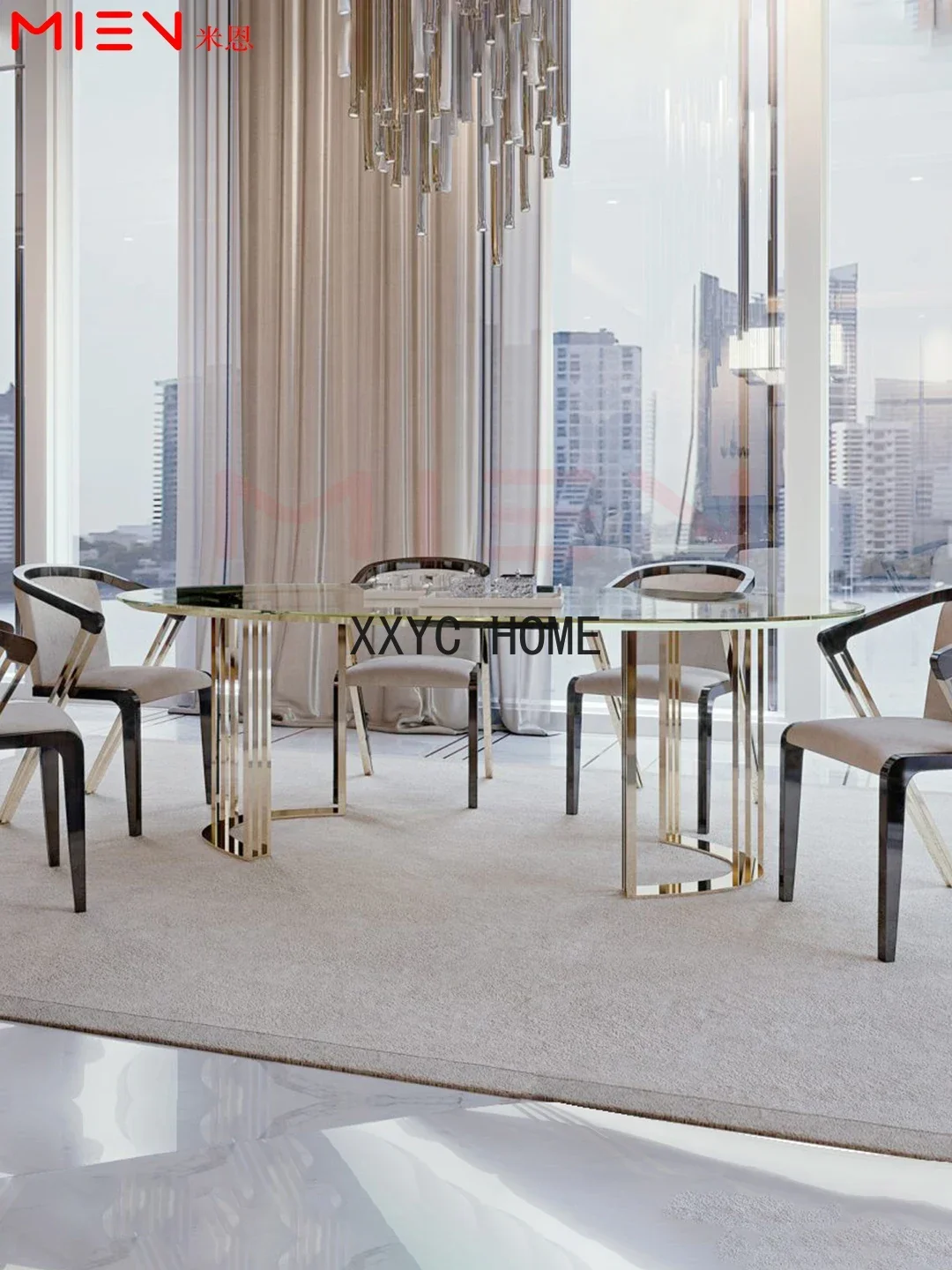 Stainless steel long table modern fashion dining table oval conference table