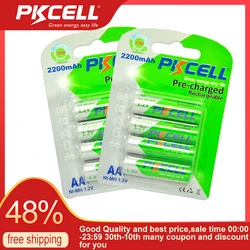 8pc pkcell aa bateria 2200mah aa bateria recarregável 1.2v ni-mh baterias e 2pc caixa de bateria para para brinquedos de controle remoto do mouse