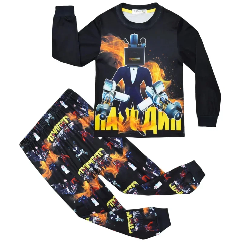 Skibidi Toilette Bambini Pigiama Ragazzi Vestiti Pantaloni 2 pezzi Set TV Uomo Audio Uomo Gioco Indumenti da notte Pigiami per bambini Ragazze Abiti Abbigliamento sportivo