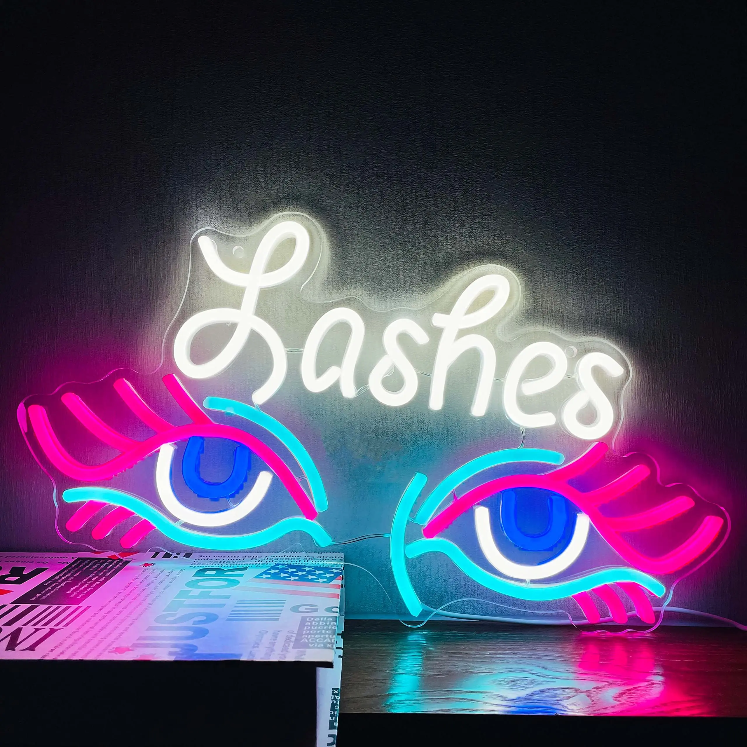 Lashes Neon Sign Eyelash Neon Light LED Business Sign Neon Sign for Beauty Salon Wall Decor Eyelash Extension Beauty Club