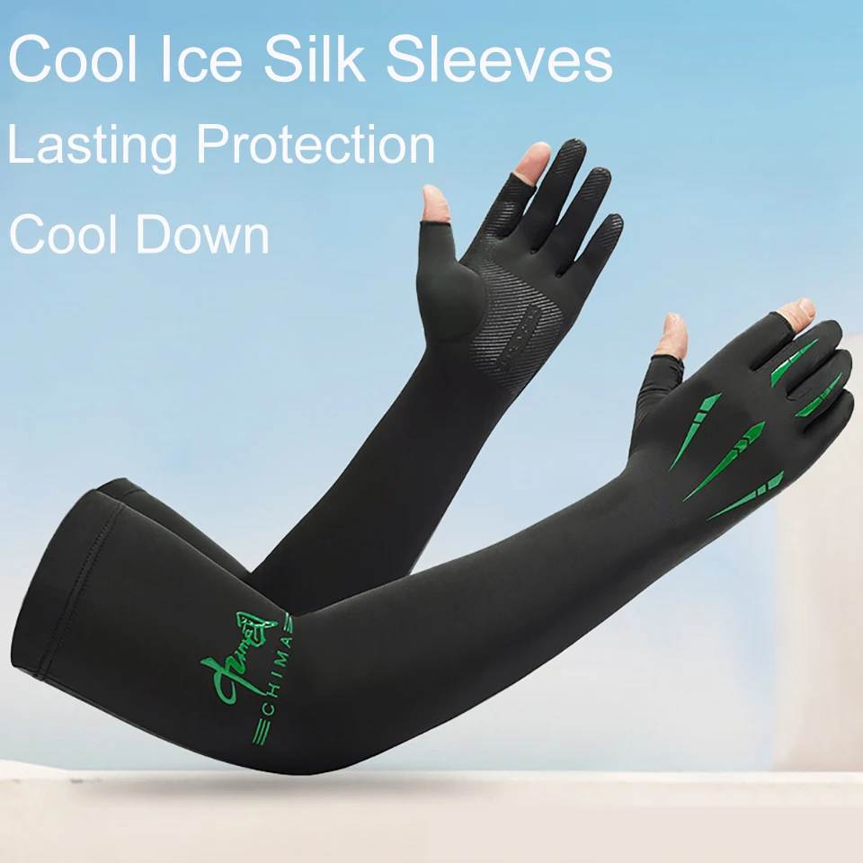 NOFOXO Summer UV Protection Ice Silk Cooling Long Sleeves Breathable Fishing Cycling Hiking Outdoor Quick Dry Arm Cover Gloves