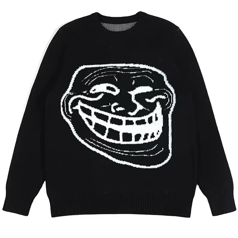 

Personalized funny emoji pack knitted winter loose fashion street long sleeved unisex round neck pullover sweater Y2K