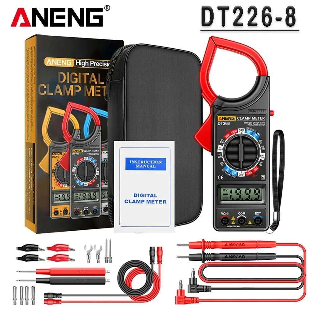 Digital Automotive Clamp Multimeter ANENG DT266-8 AC/DC Voltage AC current resistance Meter 1999 Counts True RMS Data Test Tools