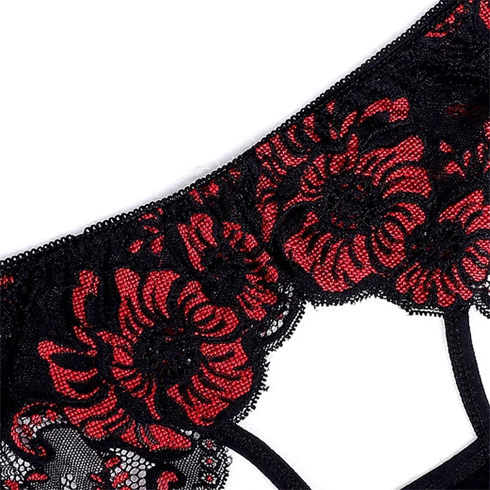 ملابس داخلية مثيرة للنساء سراويل داخلية شفافة مفتوحة المنشعب ملابس داخلية من الدانتيل الجاكار للسيدات سراويل شبكية