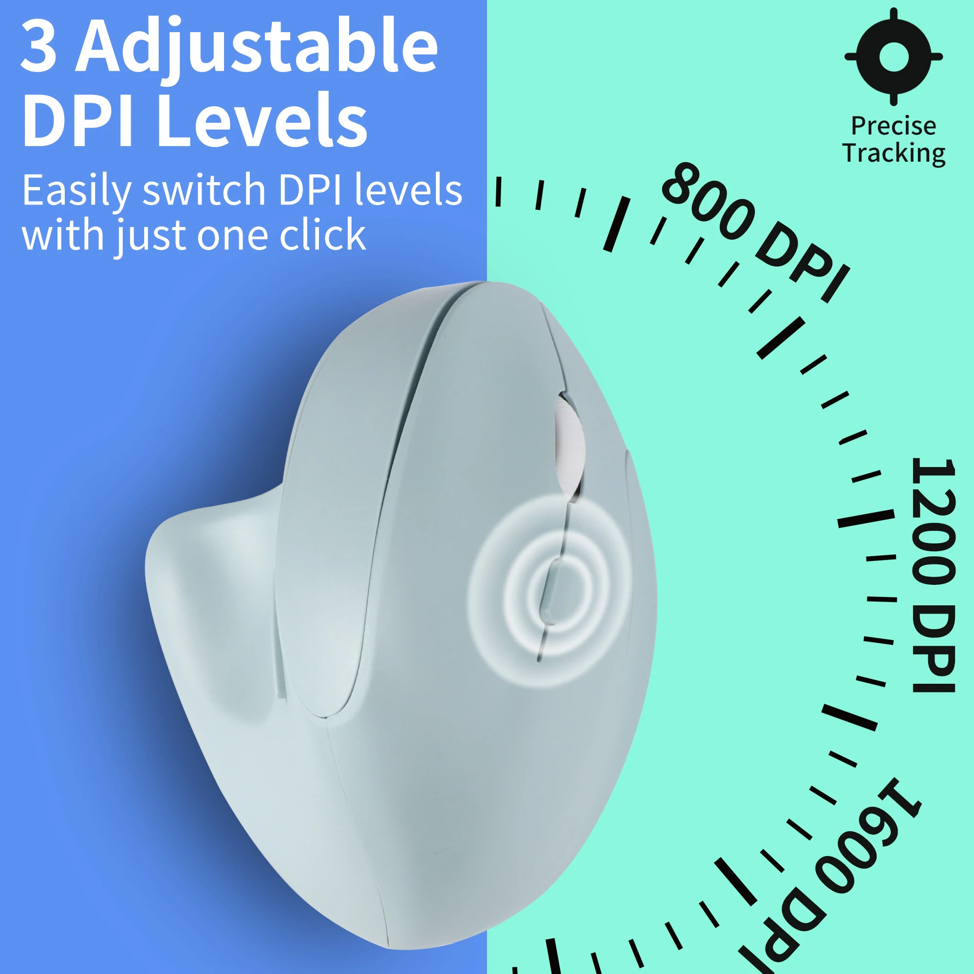 

Wireless Dual-mode Vertical Mouse Ergonomics Design Rechargeable Mute Button 3 Levels Resolution Office Use Relieve Wrist Pain