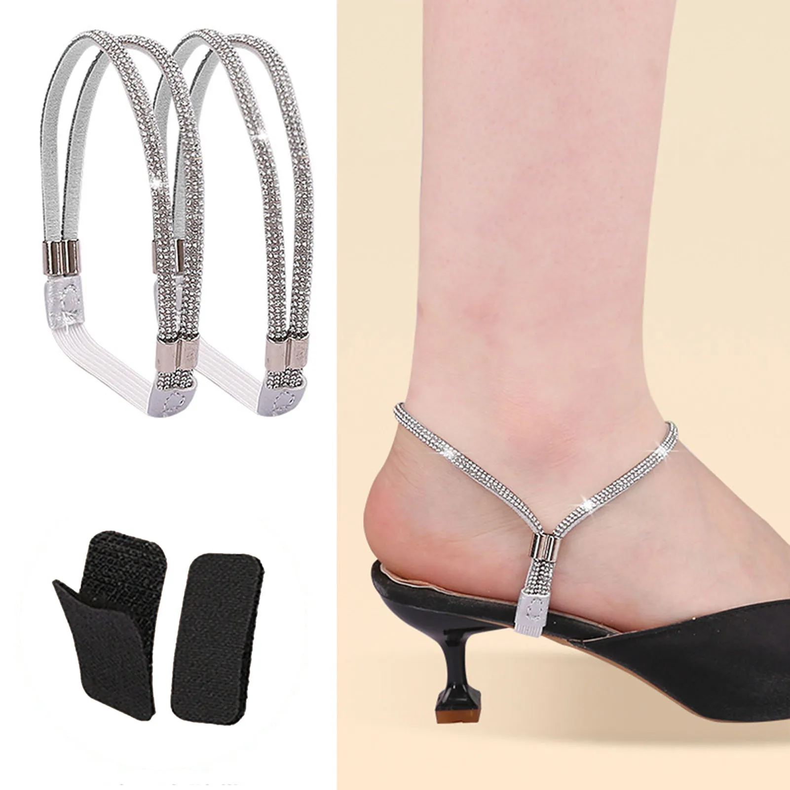 Women High Heel Anti-Loose Straps Adjustable Straps Saal Toe Laces Ankle Shoe Belt for Outdoor Shopping A Party Events