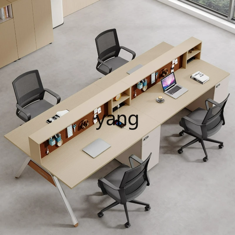 

LTT staff office desk and chair combination simple modern double with high cabinet desk