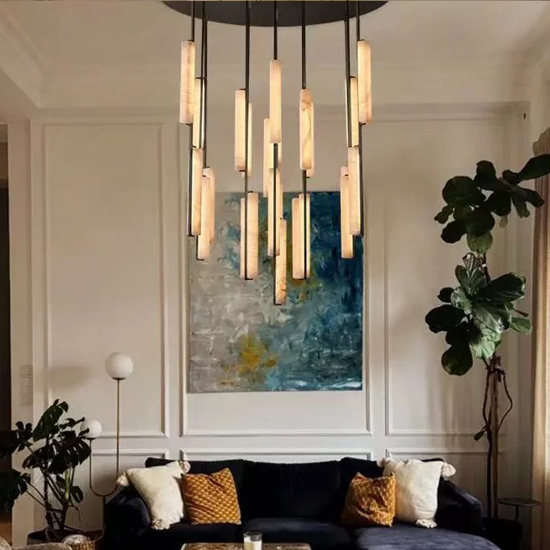 

2025 Luxury Spanish Snowflake Marble Chandelier Brass American Italian Style 3 Color Dimmable for Dining Living Room lustre
