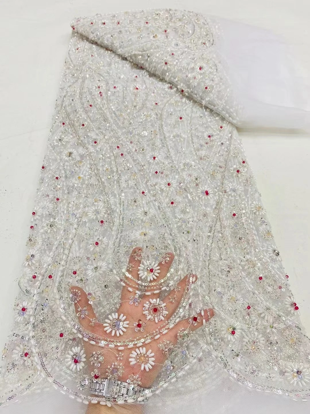 High Quality African Nigerian Gilding Tulle Lace Fabric Embroidery Organza French Lace Jacquard Brocade Lace Fabric DP0243