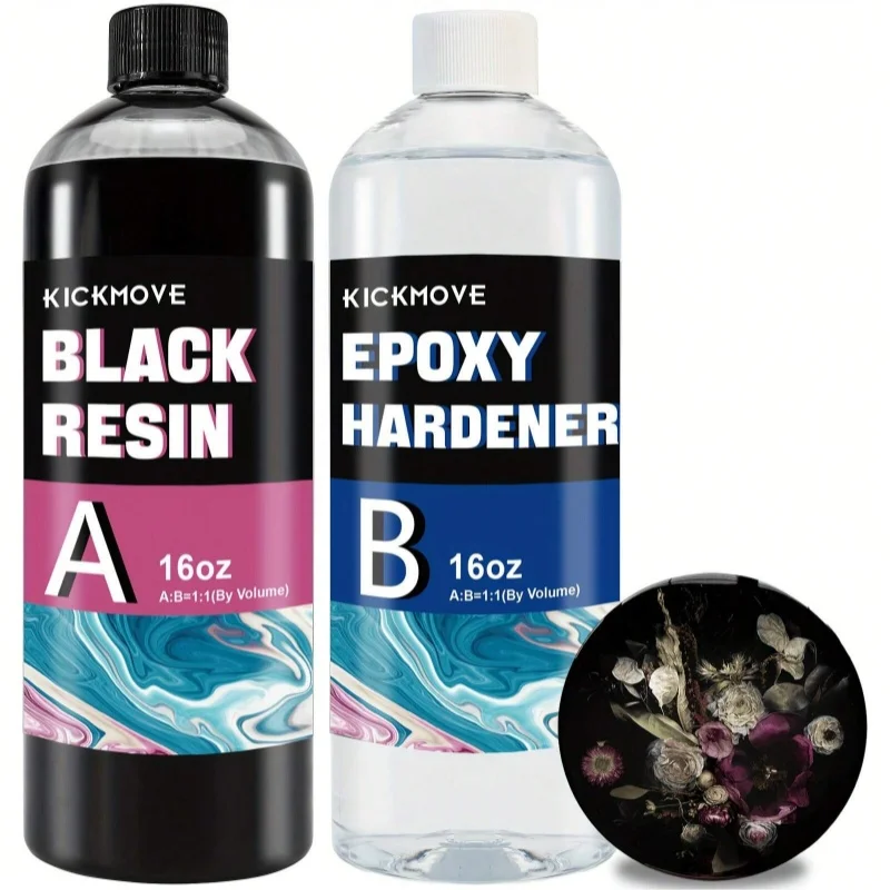 

32OZ Black Epoxy Resin Kit (1:1 Ratio), for Coasters, Jewelry, River Table, DIY Art. Deep Color, Bubble-Free, Non-Toxic
